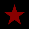Red star shapes of varying sizes animate against a black background, transitioning from full stars to narrow vertical lines and back.