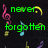 Pixelated green text 'never forgotten' and 'kim 07-20-07' with pink and blue musical notes on a black background.