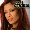 A close-up portrait of a person with long reddish-brown hair, wearing a dark choker necklace, with stylized text reading 'L'Helena' in the upper right corner.