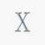 A pixelated gray X symbol on a white background with subtle light effects around the edges.