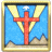 A 48x48 pixel animated contact sheet showing six sequential frames of a religious-themed buddy icon with a red cross, yellow rays, and mountain silhouettes against a blue sky background.