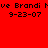 Red background with repeated black pixelated text reading 've Brandi 9-23-07' in two horizontal