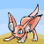 Animated contact sheet of a pixelated orange fox-like creature with white accents performing sequential running poses against a blue sky and brown ground background.