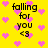 Yellow background with pink pixelated hearts and black text reading "falling for you <3" in a pattern
