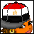 Animated contact sheet of a pixel-art character with Egyptian flag motifs, showing multiple frames including headwear, torso, and lower body views.