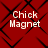 Red background with black diamond-shaped pattern and white text reading "Chick Magnet" in four quadrants