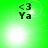 Green background with black text '<3 Ya' and animated white light effects moving across the frame.