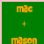 Green background with orange pixelated text 'mac' at top, plus sign in middle, and 'mason' at bottom.