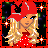 Pixelated cartoon icon of a blonde woman in red attire with a Playboy bunny logo on her hat, set against a dark background with orange sparkles and green text reading "Original Icons .com".