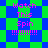 Pixelated text 'Watch This Spin !!!!!!!!' on a green and blue checkered background with two distinct patterns