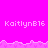 Pixelated text 'KaitlynB16' repeated across a bright pink background with jagged white borders.