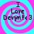 Four identical display a cyan and magenta spiral background with black text reading "I Love Devyn!!x 3" in each