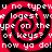 Red and black spiral pattern with white text repeating 'u no typewu no type', 'we logest we', 'ype on the', 'of keys? y of keys?', 'now ya do! now ya do!' across four quadrants.