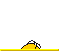 Yellow cartoon character with brown nose and white shirt peeks over yellow horizontal line in pixelated animation sequence.