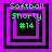 Four variations of a pixelated icon with green text "Softball Shorty #14" over purple and black layered squares on a solid purple background.