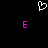 A static image with a black background featuring two pink capital E letters and one white pixelated heart symbol above them.