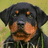 A pixelated Rottweiler dog with brown and black fur appears on the left side of a four- , while blue text reads "boys are cute..." and "but so are puppies" on two adjacent