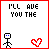 A 4x3 contact sheet of an animated AIM buddy icon showing a stick figure with blue eyes and red heart, cycling through text variations like "I'LL AVE YOU THE trouble" and "I'LL SAVE YOU THE trouble" across frames with color changes and motion trails.