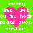 Green background with four identical pink heart shapes containing white pixelated text reading 'every time i see you my hearou beats evenbeats even faster...' in a
