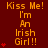 Red background with orange text reading 'Kiss Me! I'm An Irish Girl!!' and red heart symbols in a pattern