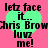 Four identical pixelated images of a green heart on pink background with black text reading 'letz face it... Chris Brown luvz me!' arranged in two