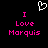 Pixelated icon with black background, pink text reading 'I Love Marquis', and white heart symbol above the text.