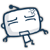Two pixelated cartoon characters with rectangular bodies, blue outlines, and simple facial features in motion.