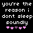 Black background with white pixelated text reading 'you're the reason i don't sleep soundly' and two of pink/purple heart symbols
