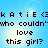 Pixelated text on a light blue background with four identical showing 'KATIE <3KATIE <3 who couldn't who couldn't love this girl?' in dark brown letters