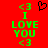 Red background with green text reading "<3 I LOVE YOU <3" and a black pixelated heart symbol above the text.