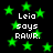 Green stars float on black background with repeated text "Leia says RAWR." in white pixelated font.