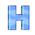 A contact sheet of 11 animated frames showing a blue 3D letter H in various orientations and states against a gray background.