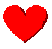 Six red heart shapes arranged in two of three on a gray background, each heart with a dark red outline