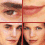 pixelated facial close-ups and a full-body pair, showing repeated mouth and eye details with red borders between sections