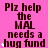 Pink background with repeated dark brown text "Plz help the MAL needs a hug fund" and white star symbols in a pattern