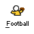 Pixelated character in yellow shirt holds brown football, with showing the ball's position shifting left to right across the image
