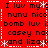 Red background with black text repeating 'I luv my nunu nica bomb luv i: casey nat and liza b' in a pattern, bordered by white dashed lines and asterisks