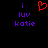 A static pixel art image with purple text and a red heart symbol on a black background.