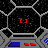 Animated contact sheet showing 13 frames of a pixel-art game icon with hexagonal grid, red brackets, and yellow explosion effects on black background.