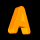 Animated sequence of orange-yellow 3D letter A icons in various orientations and sizes on black background.