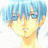 A 48x48 pixel animated buddy icon featuring a blue-haired anime character on the left and text elements on the right, displayed as a contact sheet with two frames.