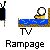 Animated contact sheet showing 19 frames of a pixel art buddy icon featuring a yellow stick figure interacting with TV and food items on a blue couch, displayed in a 5x4 grid layout against gray background.