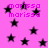 Pink background with scattered black stars and repeated pink text reading 'marissa' in pixelated font.