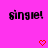 Pixelated black text 'single!' on bright pink background with two red pixel hearts below, one heart has a missing segment.