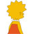 A pixelated yellow sun with jagged edges and a red-orange base on white background.