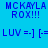 Pixelated text and emoticons displayed across four colored quadrants with blue lettering on cyan, purple, pink, and light purple backgrounds.
