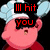 Pixelated pink character with chef hat and red shirt, displaying sequential text overlays in red font on black background.