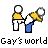 Animated contact sheet showing 12 frames of a pixel art buddy icon with two stick figures performing synchronized movements, featuring repeated text labels and consistent color scheme across all frames.