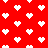 Red background with white pixelated heart shapes arranged in a pattern, some hearts partially obscured by missing pixels