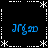 Four identical blue text elements arranged in a within a white dotted border on black background, each surrounded by star-like symbols